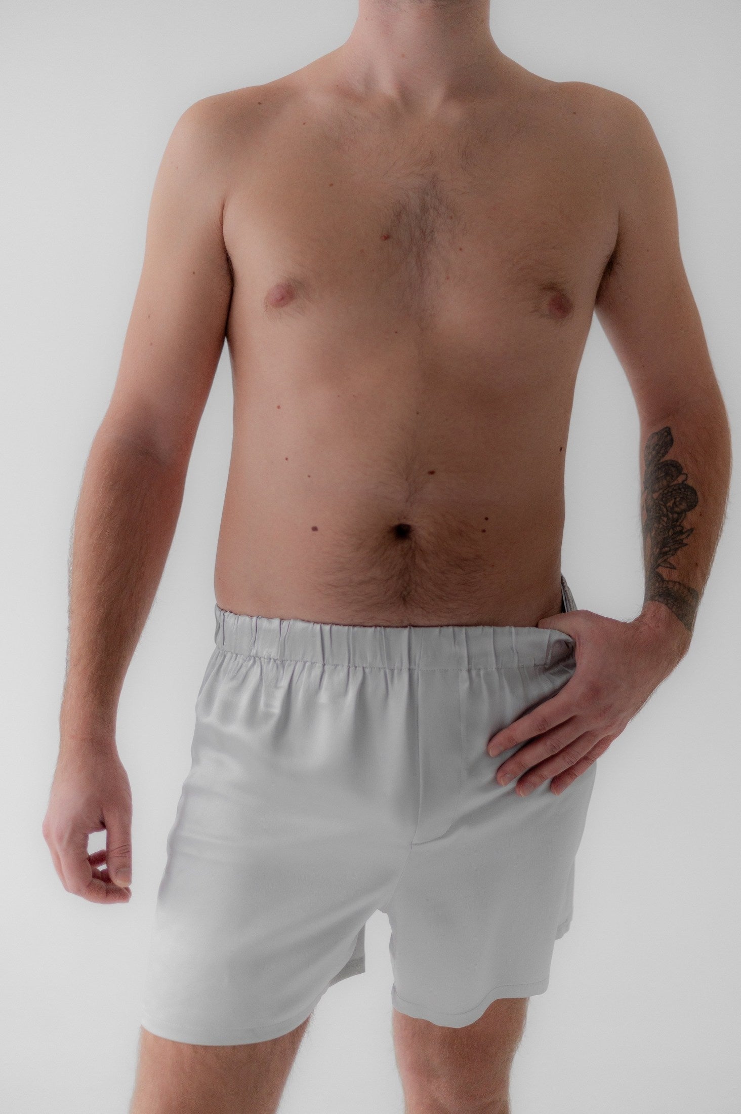 Men's Mulberry Silk Shorts - Stardust Silver