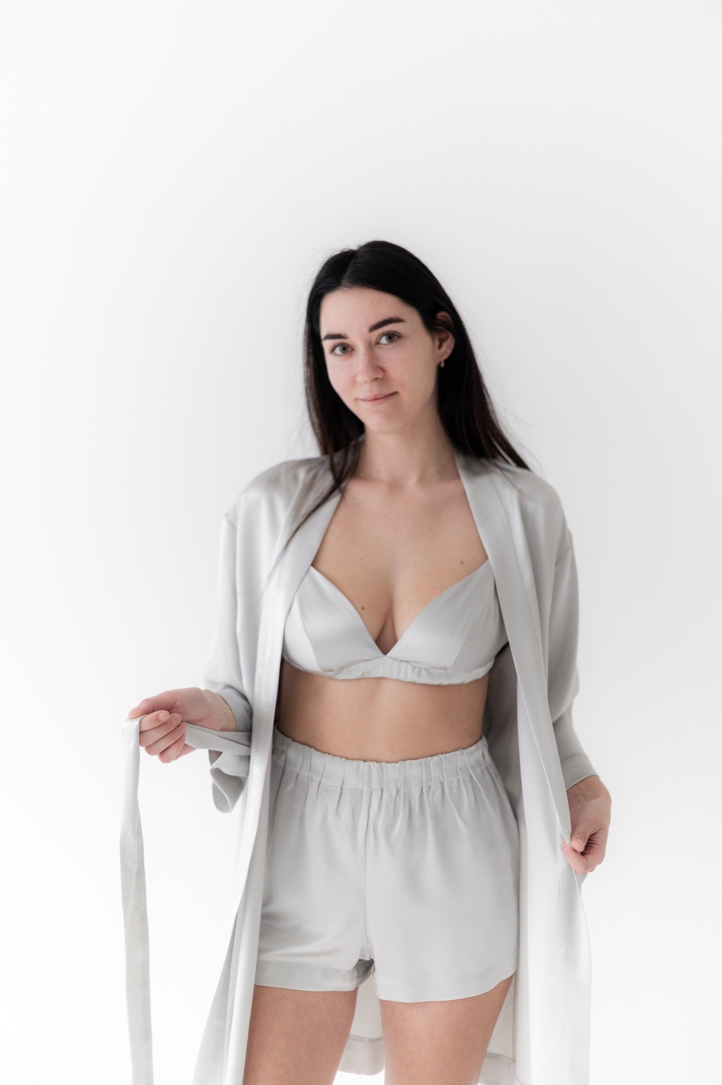 100% Natural Silk Shorts - Stardust Silver