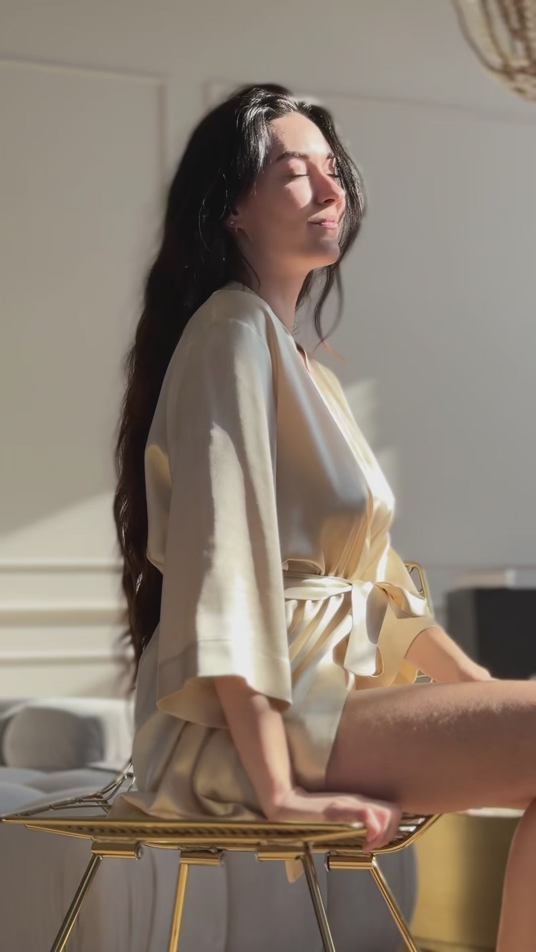 women natural silk robe handmade