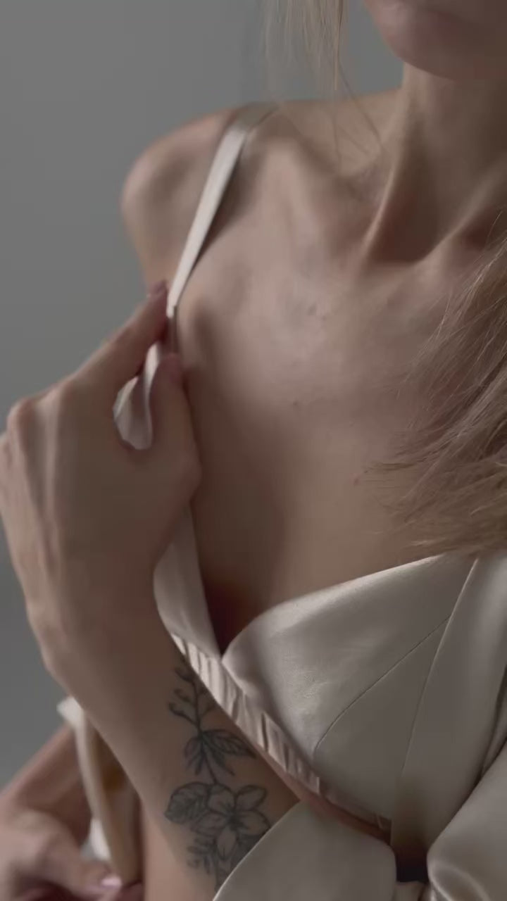 natural silk bra in golden champagne color