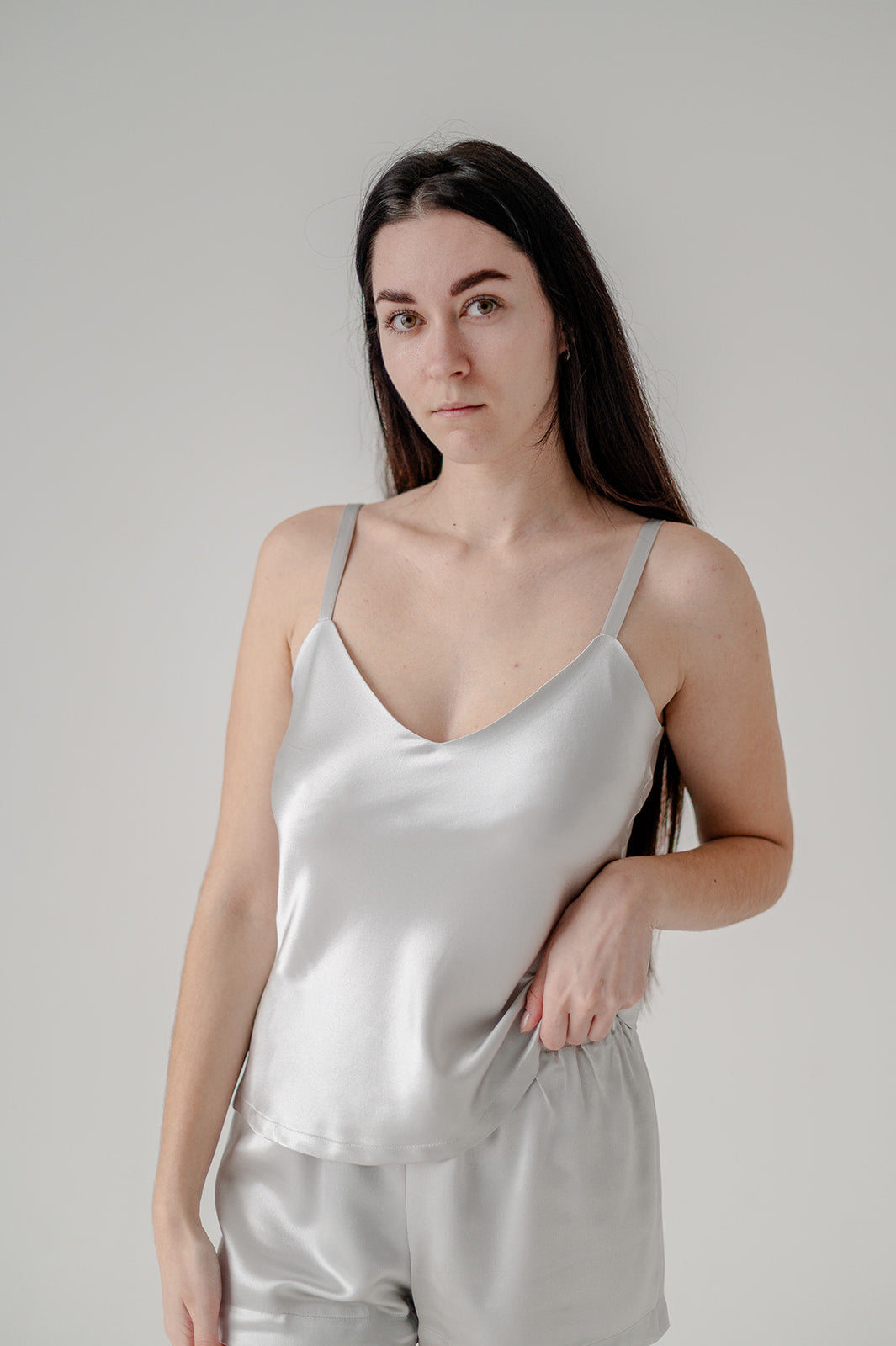 25 Momme Mulberry Silk Shirt - Stardust Silver