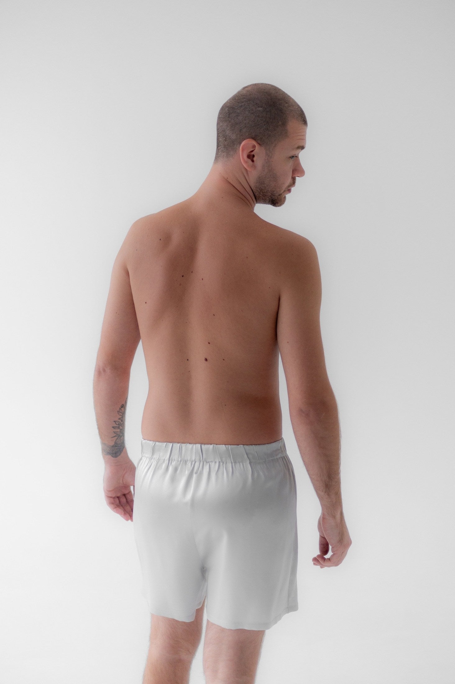 Men's Mulberry Silk Shorts - Stardust Silver