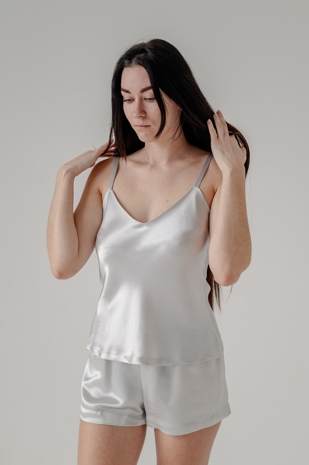 25 Momme Mulberry Silk Shirt - Stardust Silver