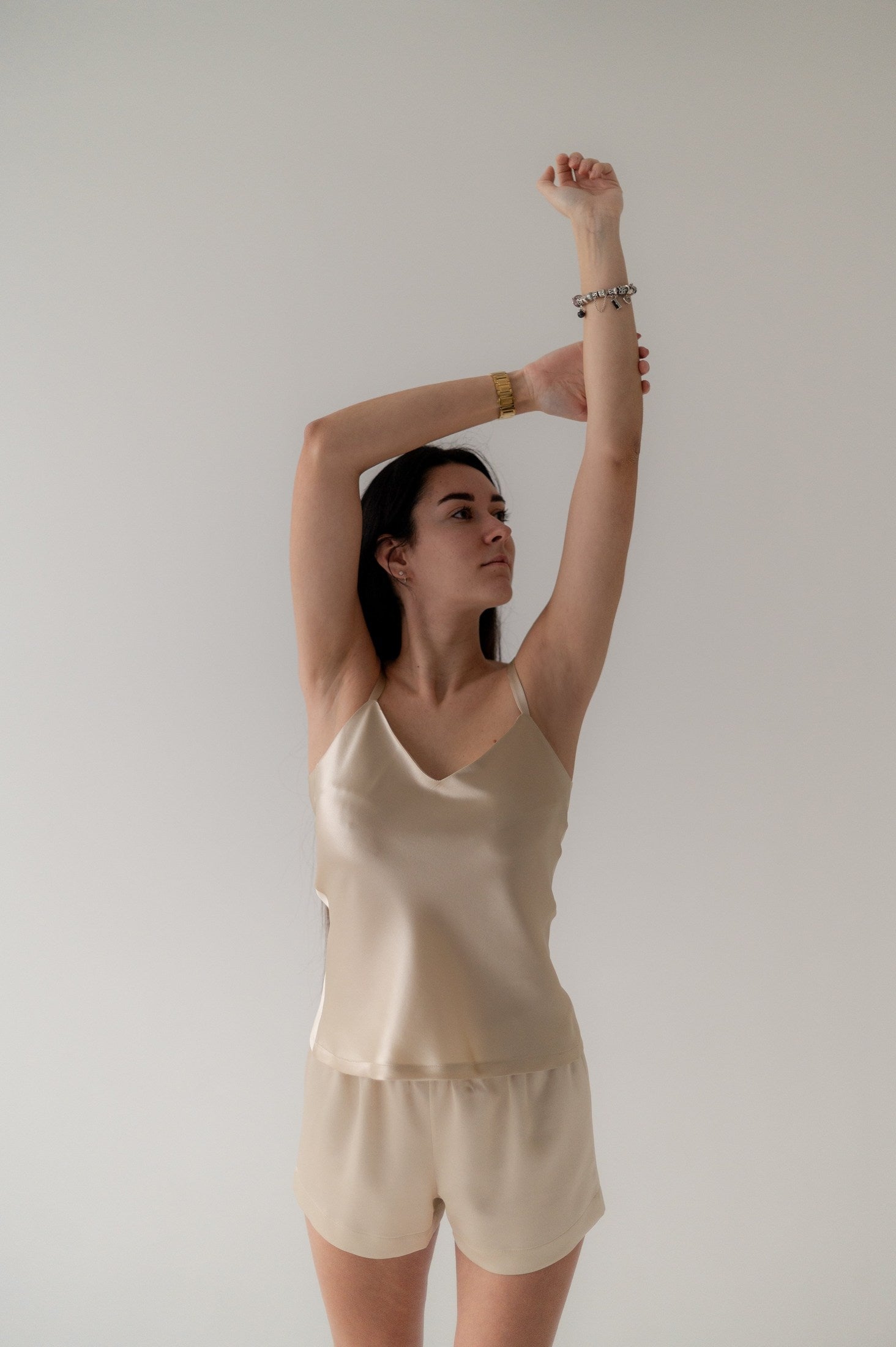Pure Mulberry Silk Shorts - Golden Champagne