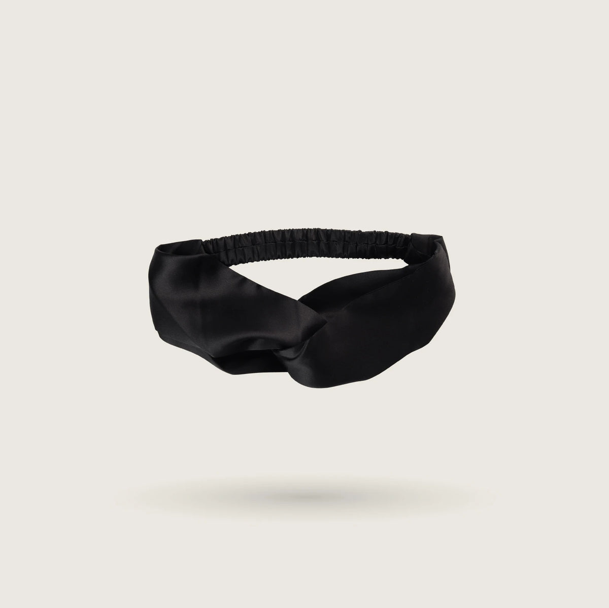 Casual twisted knot silk headband in Midnight Black, 100% mulberry silk, 23 momme, OEKO-TEX certified – SilkWide