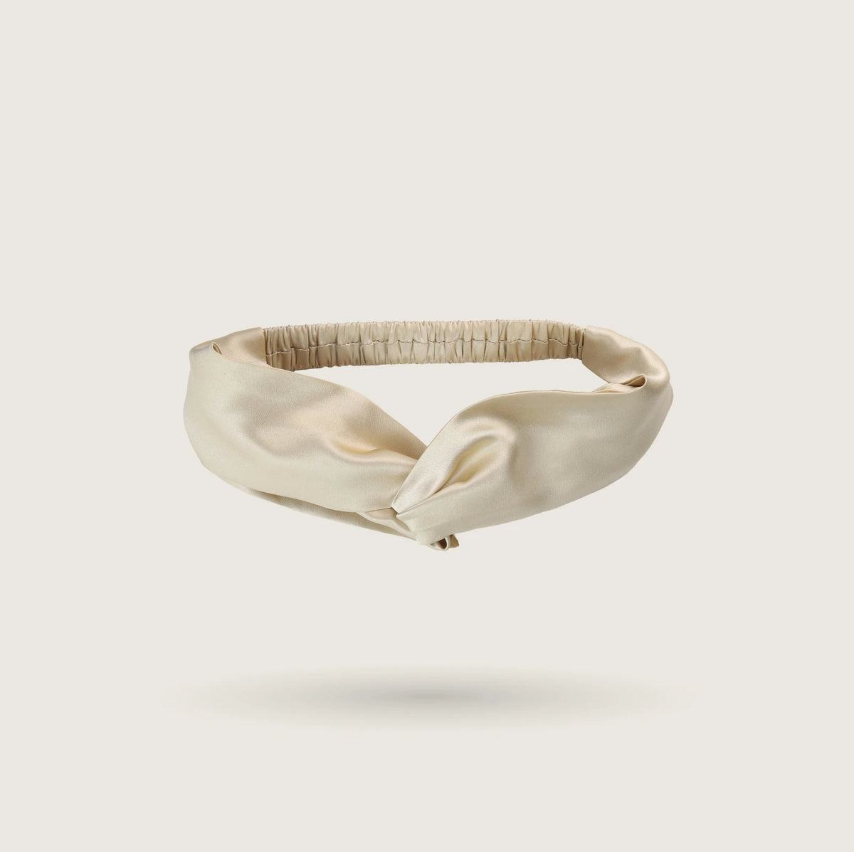 Casual twisted knot silk headband in Golden Champagne, 100% mulberry silk, 23 momme, OEKO-TEX certified – SilkWide