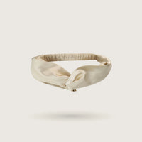 Casual twisted knot silk headband in Golden Champagne, 100% mulberry silk, 23 momme, OEKO-TEX certified – SilkWide