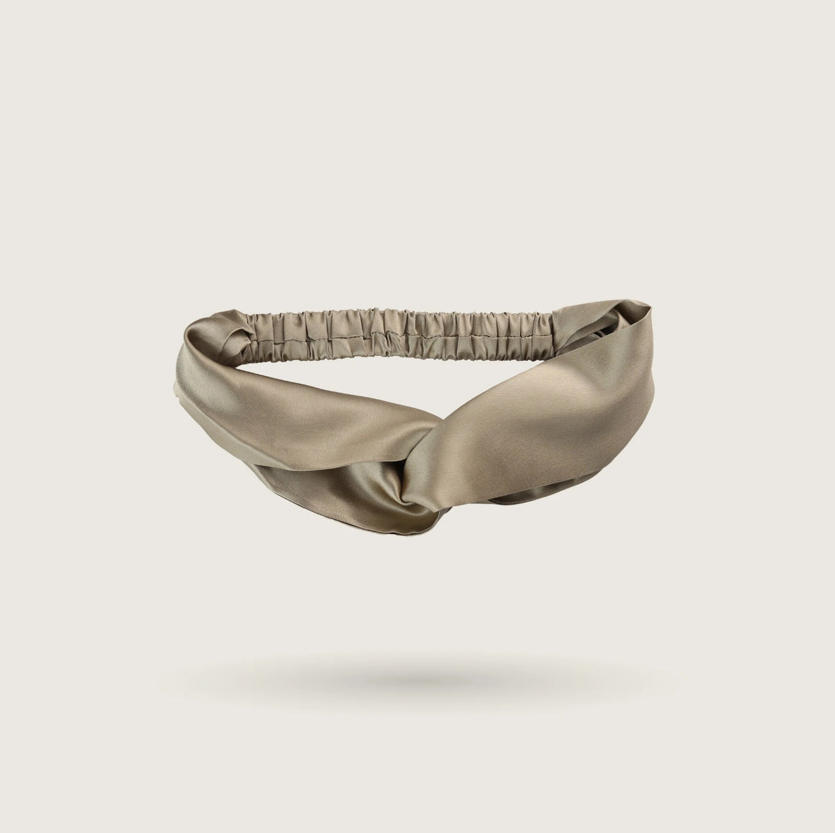 Casual twisted knot silk headband in Desert Dune, 100% mulberry silk, 23 momme, OEKO-TEX certified – SilkWide