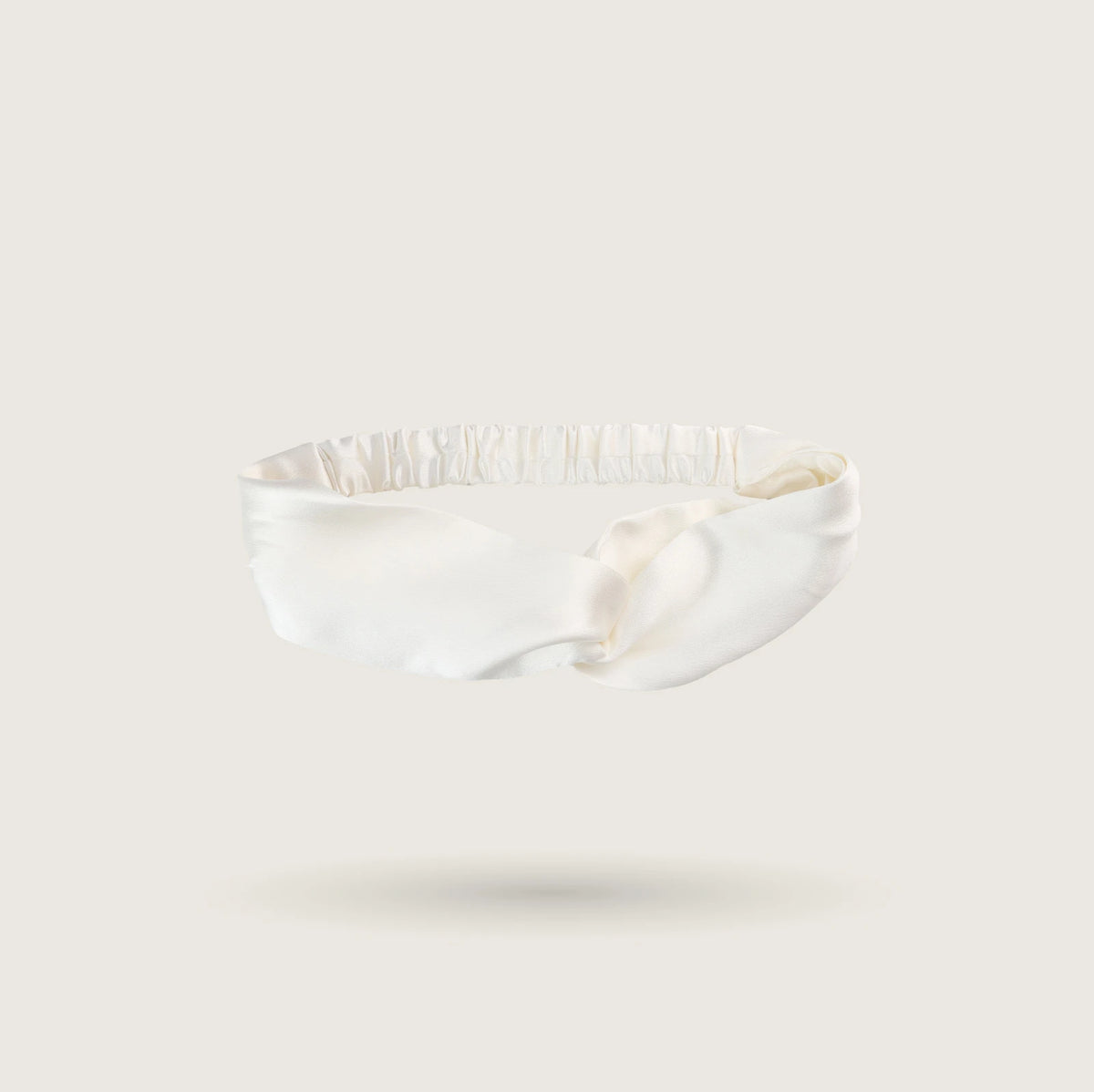 Casual twisted knot silk headband in Moon Pearl, 100% mulberry silk, 23 momme, OEKO-TEX certified – SilkWide
