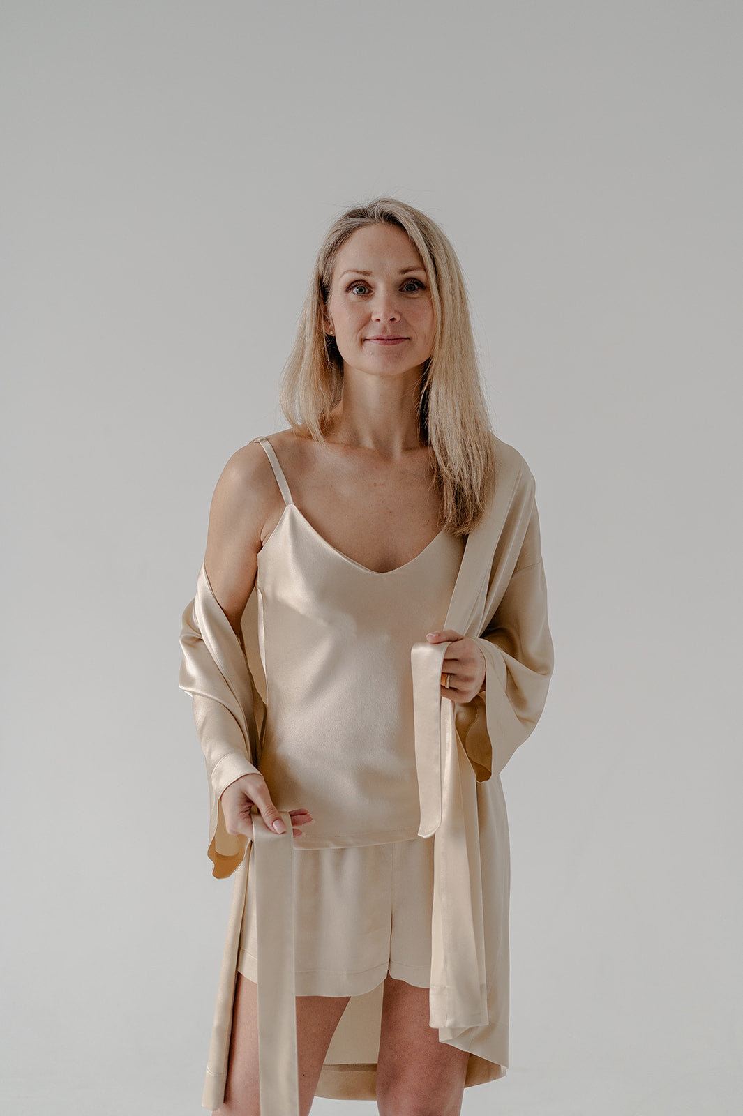 golden champagne color silk nightwear