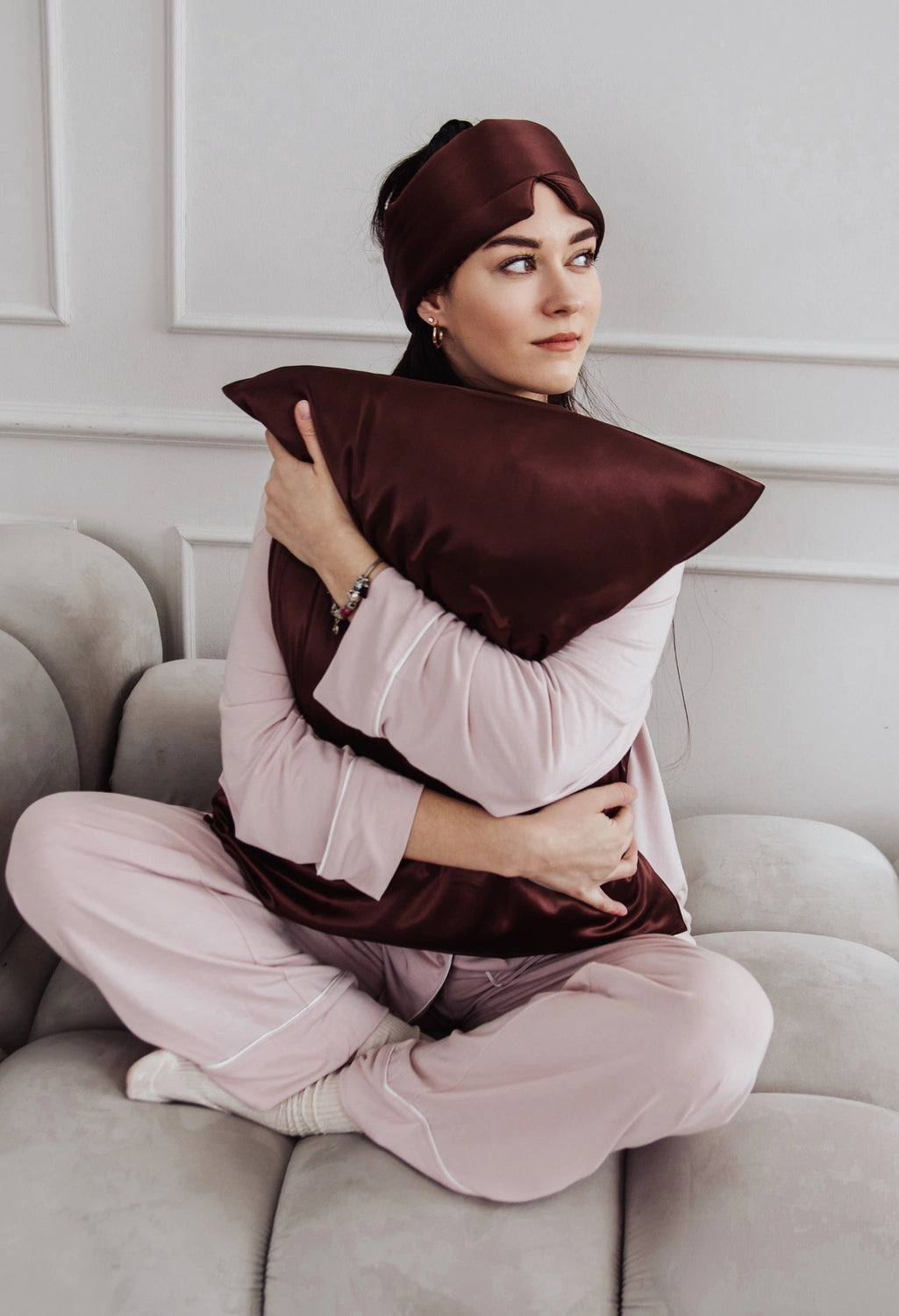 Premium Large Silk Sleep Mask - Choco Brown