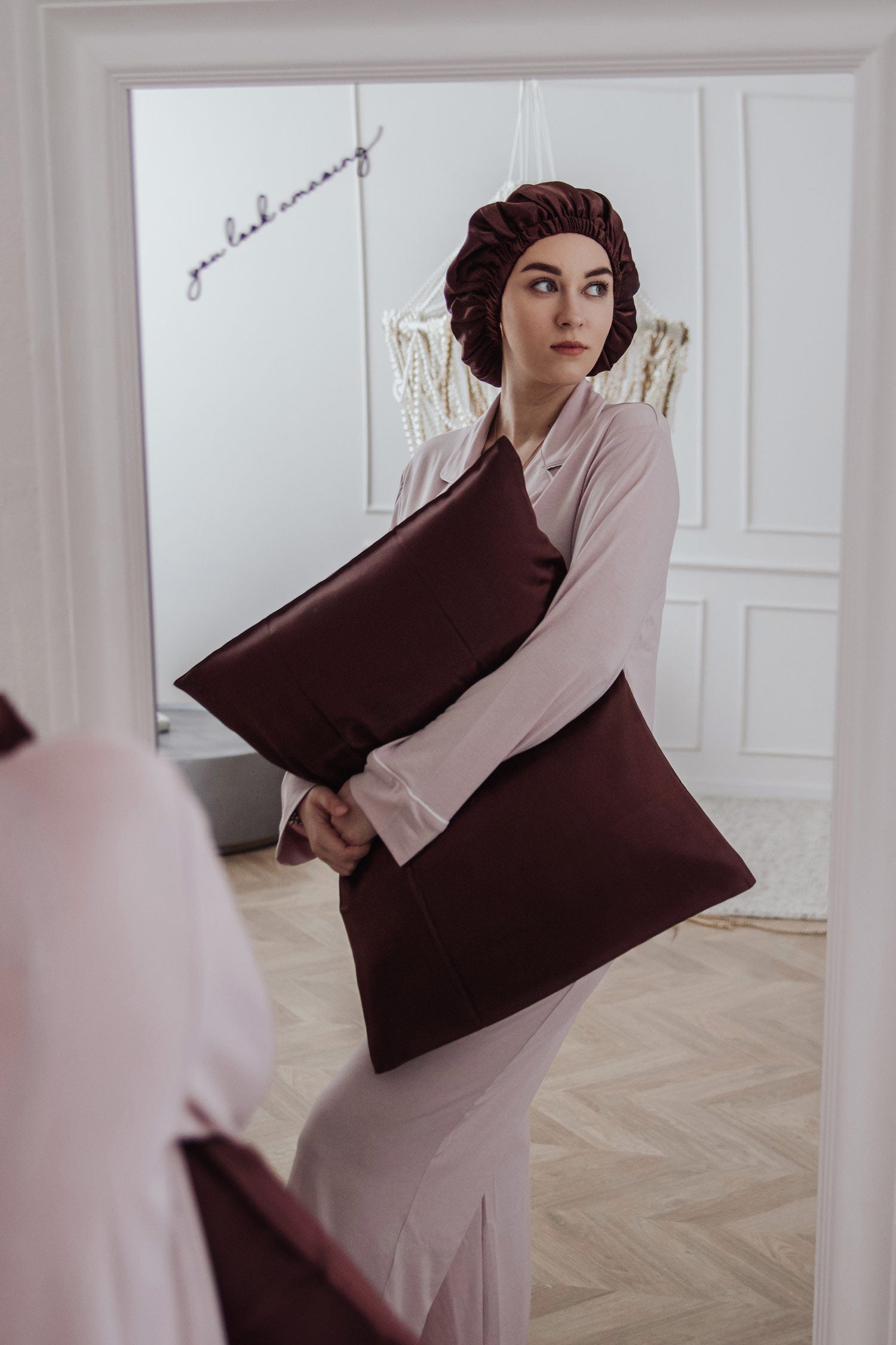 Premium Classic Silk Bonnet – Choco Brown – SilkWide
