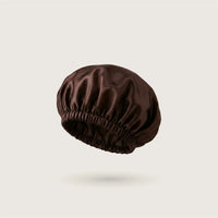 Classic double-layer silk bonnet in Choco Brown for sleeping, 100% mulberry silk, 23 momme, OEKO-TEX certified – SilkWide