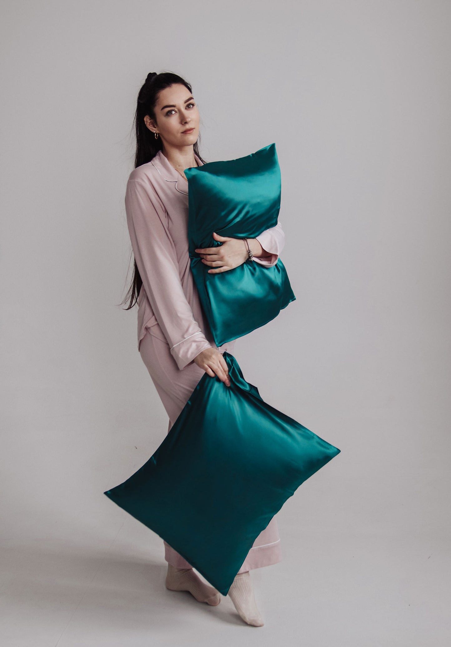 Premium dabīgā zīda spilvendrāna - Tumšs tirkīzs