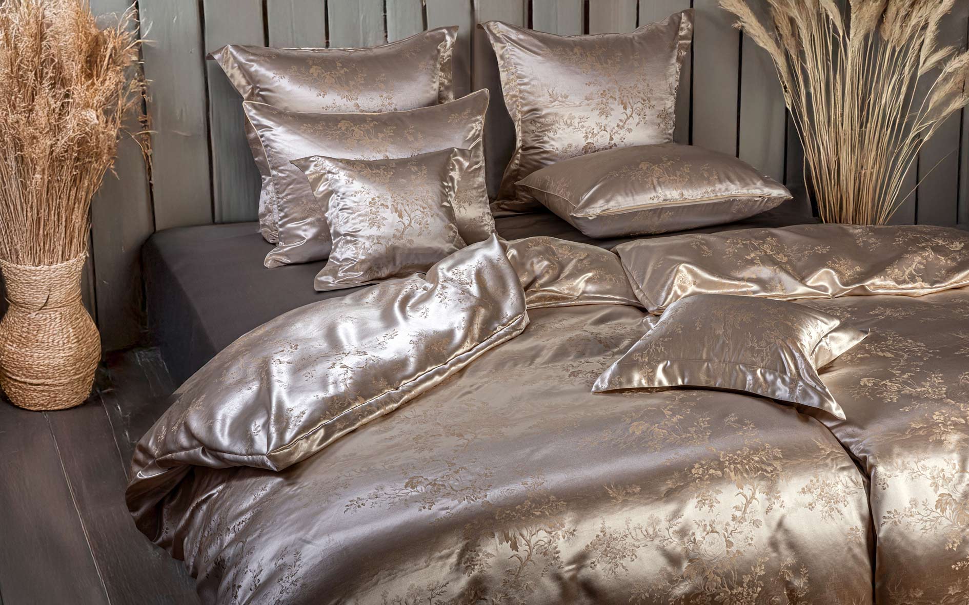 Jacquard Silk Duvet Cover Set - Hazel Tussah