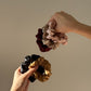 medium size natural silk hair ties in matching colors