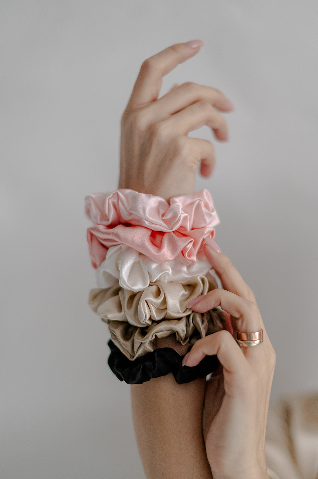 silk scrunchies and silk hair ties