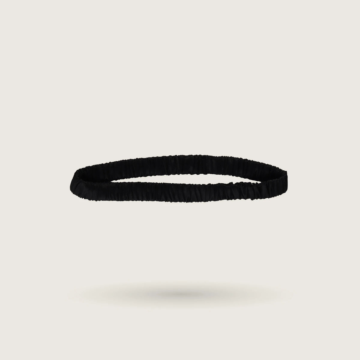 Minimal thin elastic silk headband in Midnight Black, 100% mulberry silk, 23 momme, OEKO-TEX certified – SilkWide