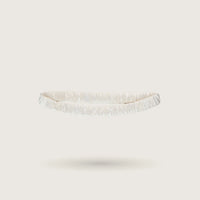 Minimal thin elastic silk headband in Moon Pearl, 100% mulberry silk, 23 momme, OEKO-TEX certified – SilkWide