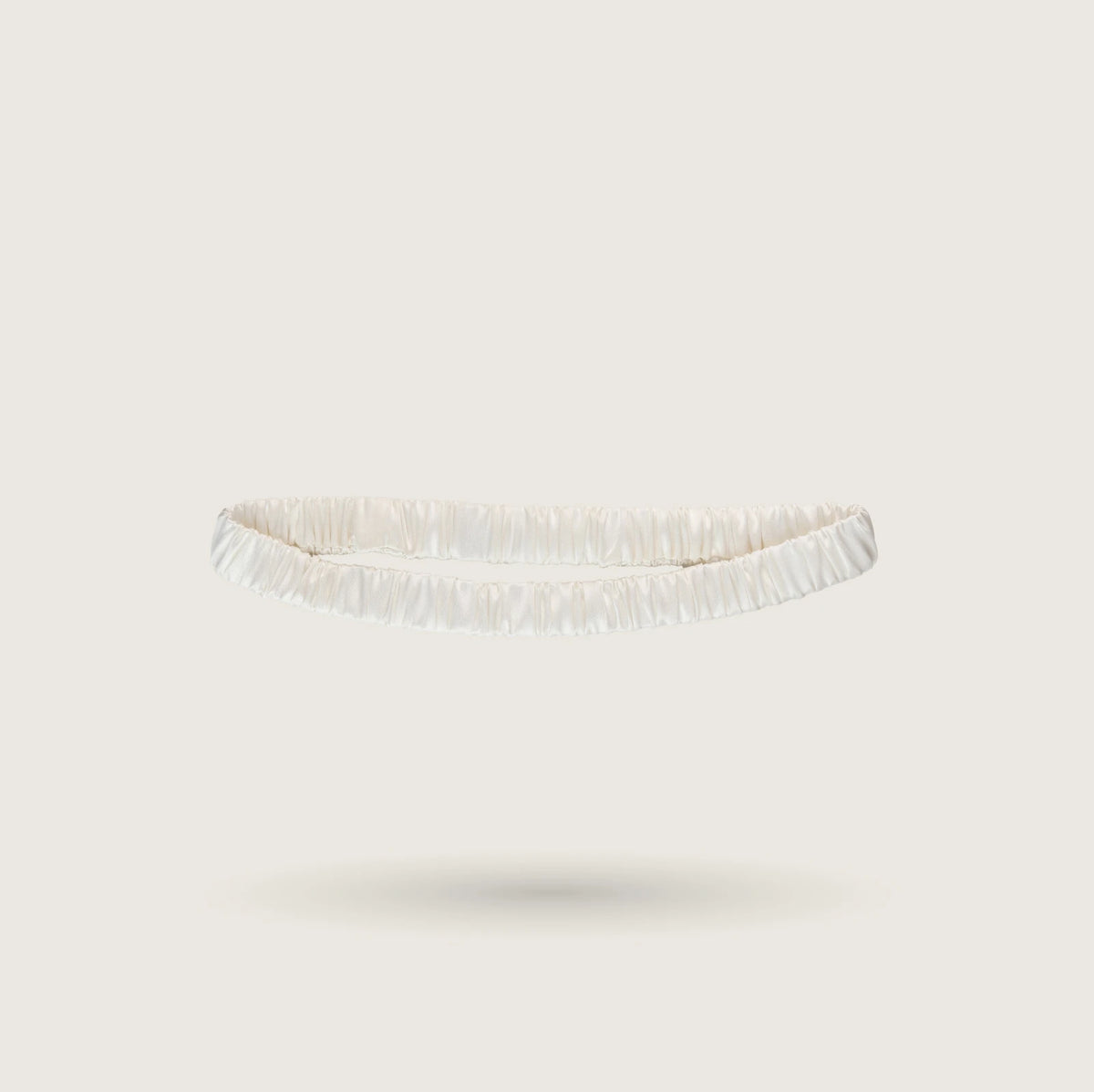 Minimal thin elastic silk headband in Moon Pearl, 100% mulberry silk, 23 momme, OEKO-TEX certified – SilkWide