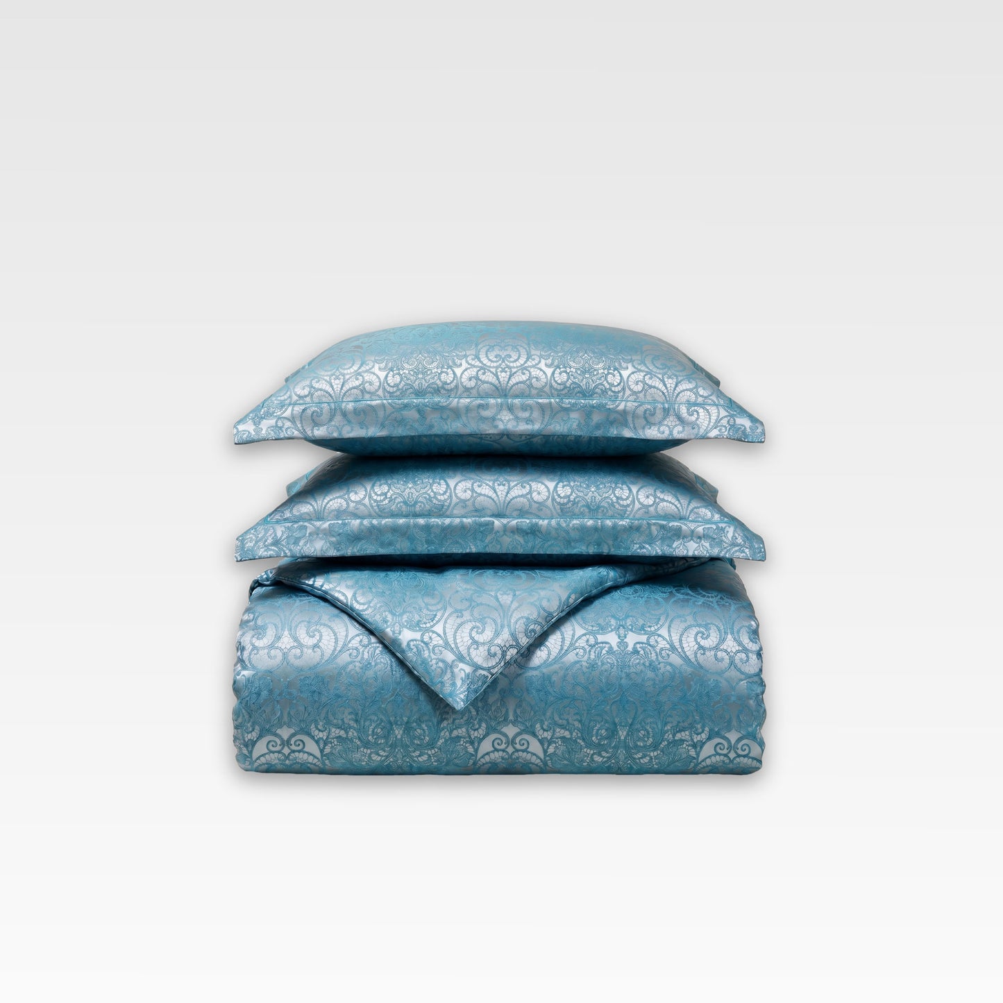 Jacquard Silk Duvet Cover Set - Orient Blue