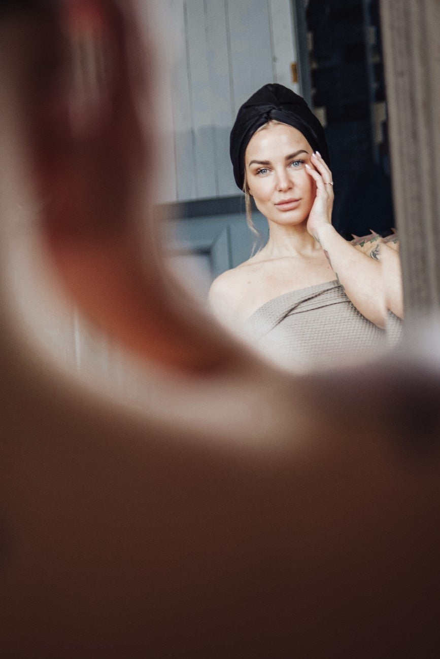 Шелковая шапочка для сна - Черный