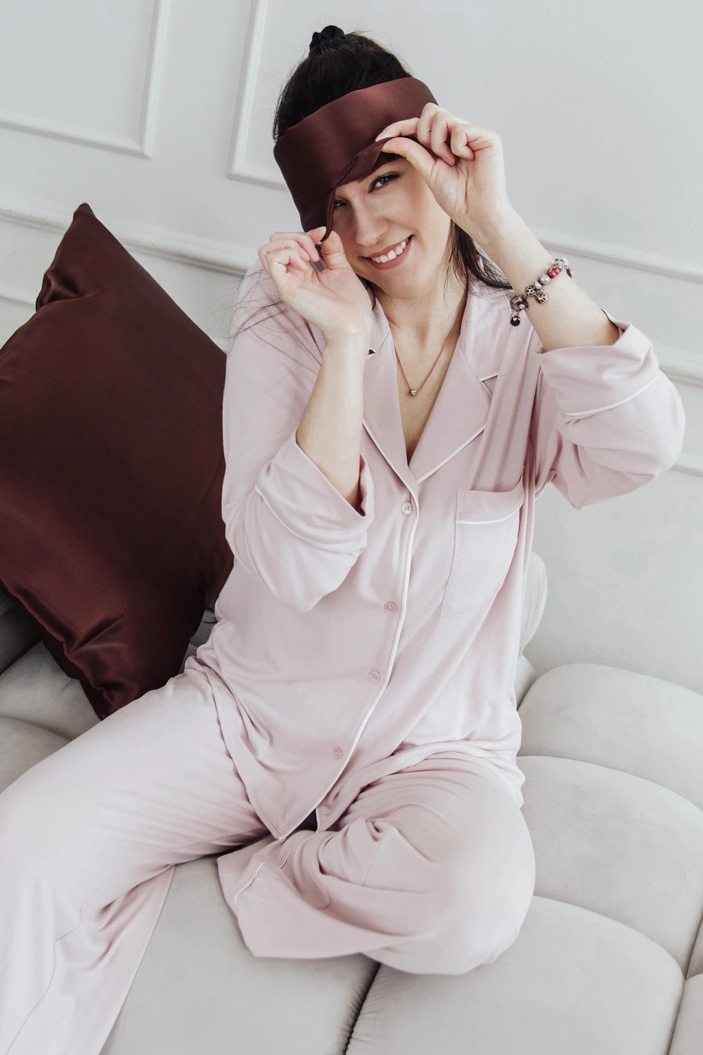 Premium Large Silk Sleep Mask - Choco Brown