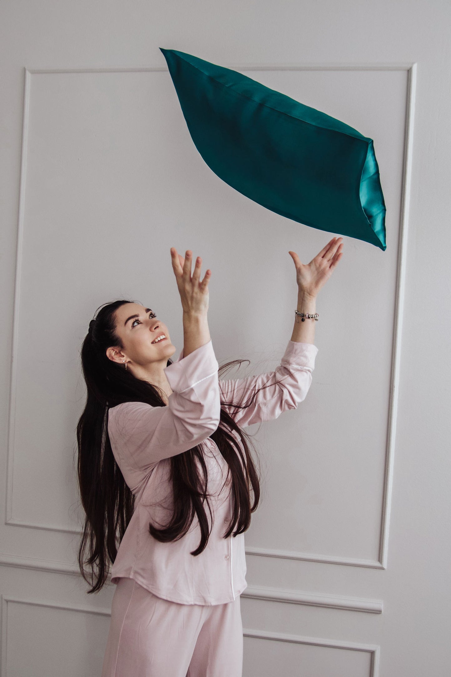 Premium dabīgā zīda spilvendrāna - Tumšs tirkīzs