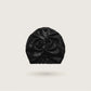 Twisted turban silk bonnet in Midnight Black for sleeping, double-layer 100% mulberry silk, 23 momme, OEKO-TEX certified – SilkWide