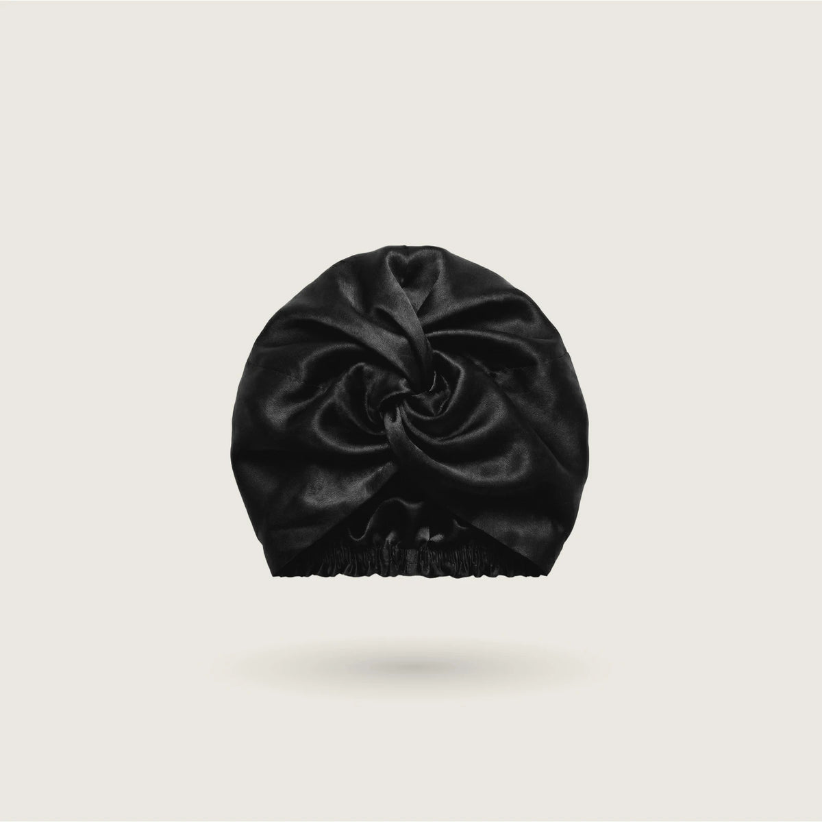 Twisted turban silk bonnet in Midnight Black for sleeping, double-layer 100% mulberry silk, 23 momme, OEKO-TEX certified – SilkWide