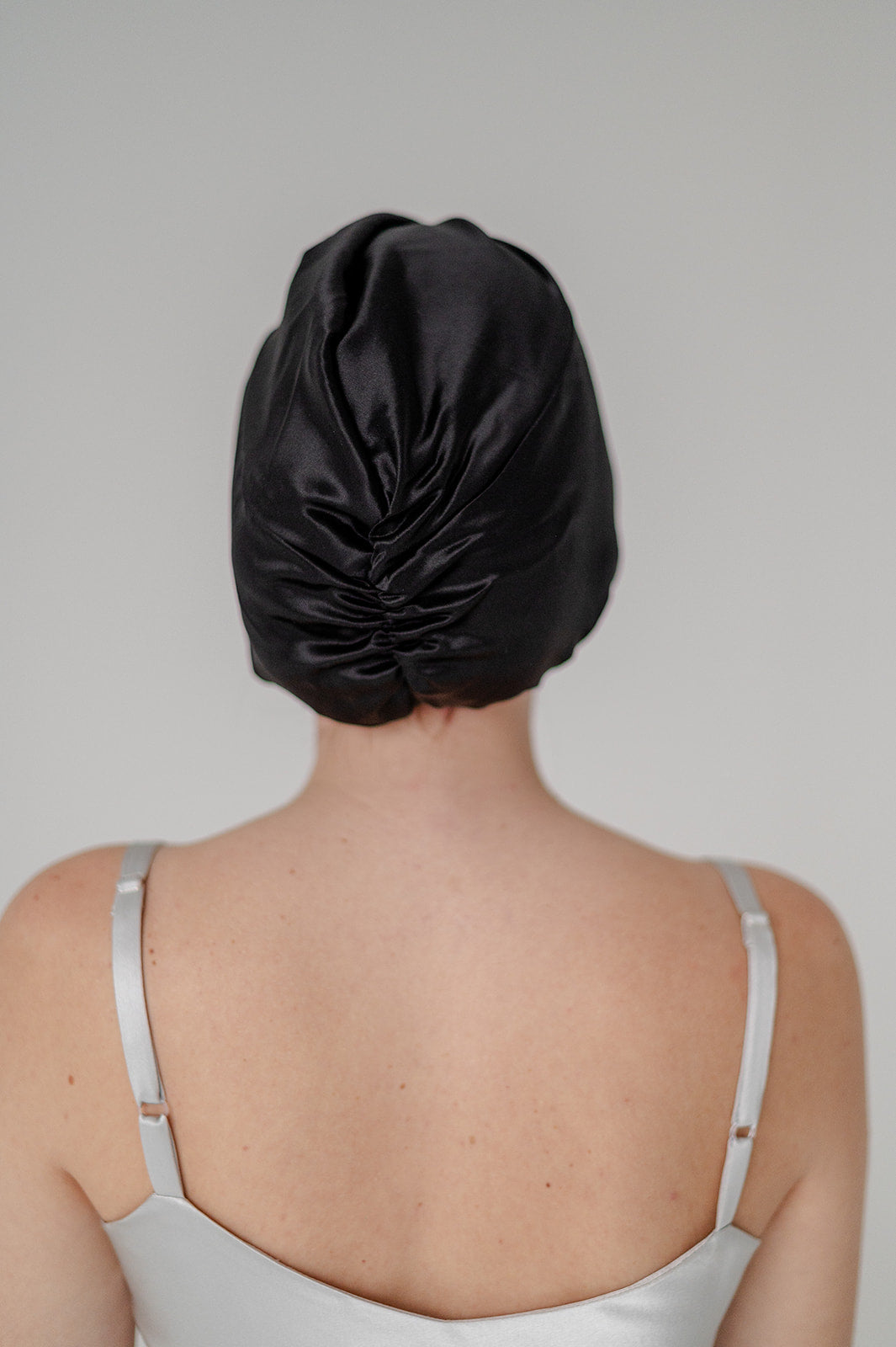 silk bonnet turban hair cap women double sided, pure mulberry silk bonnett black