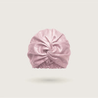 Twisted turban silk bonnet in Powder Pink for sleeping, double-layer 100% mulberry silk, 23 momme, OEKO-TEX certified – SilkWide