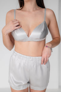 25 Momme Pure Mulberry Silk Bra - Stardust Silver