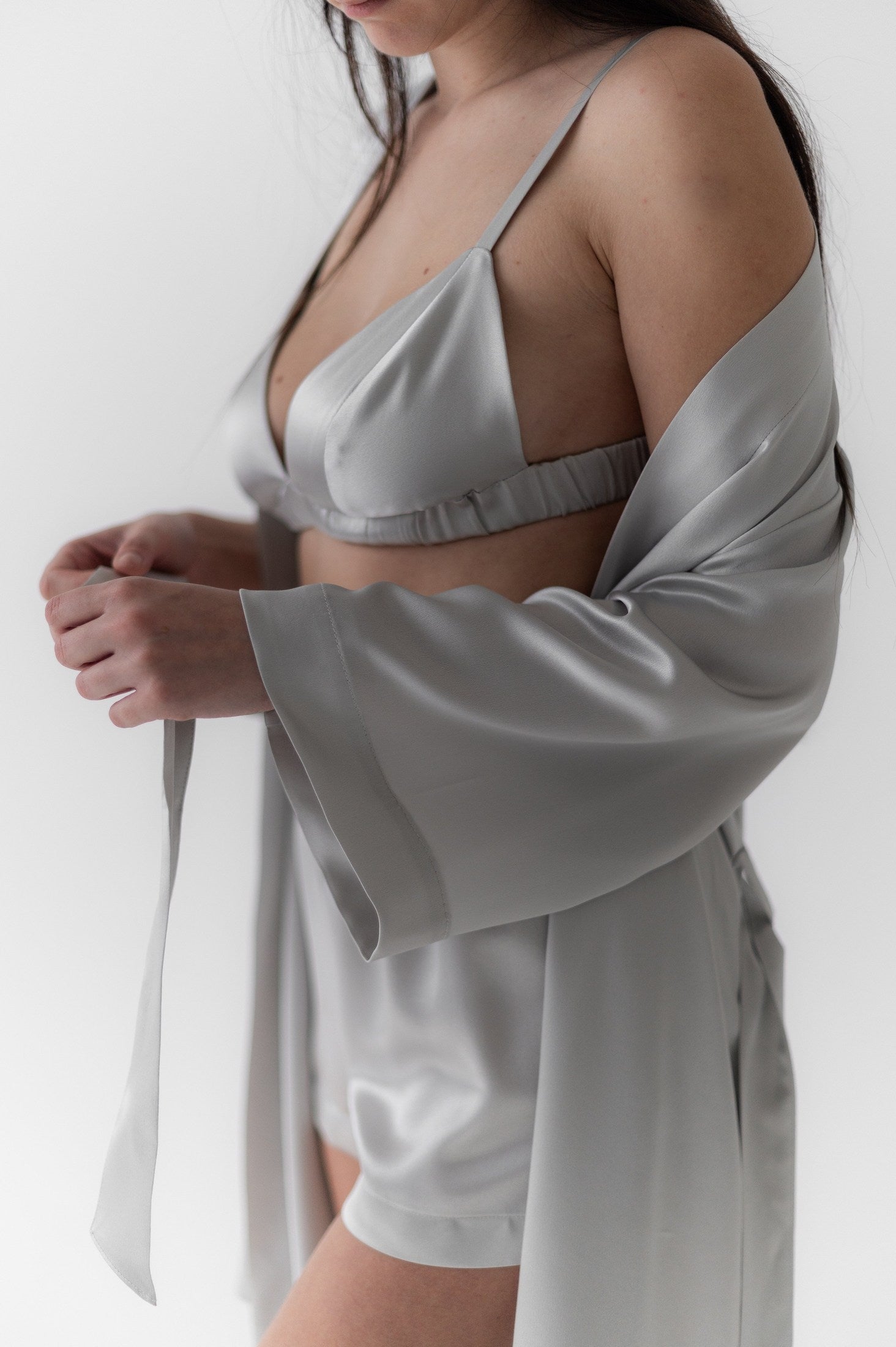 25 Momme Pure Mulberry Silk Bra - Stardust Silver