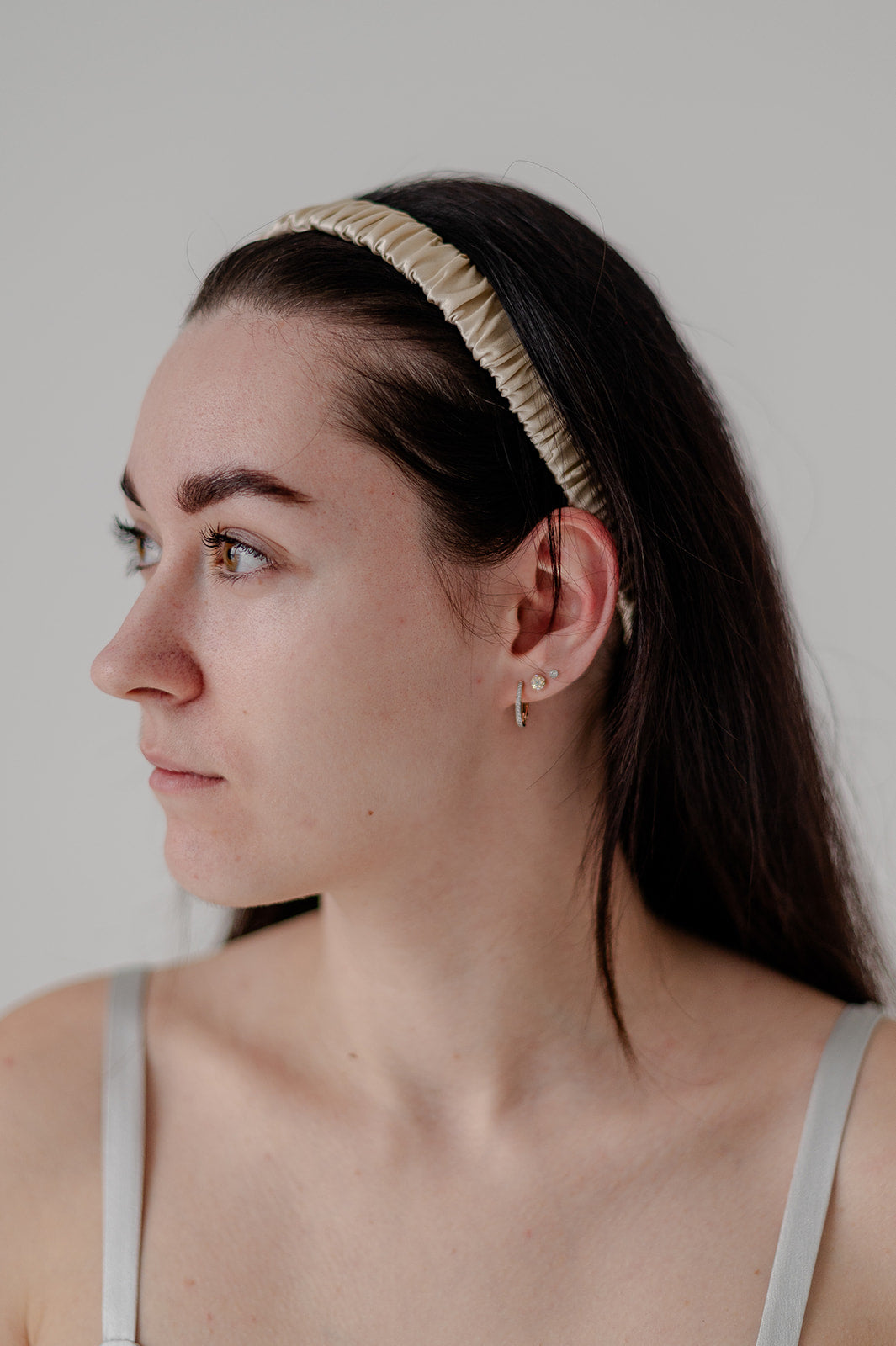 Minimal Natural Silk Headband - Golden Chapmpagne