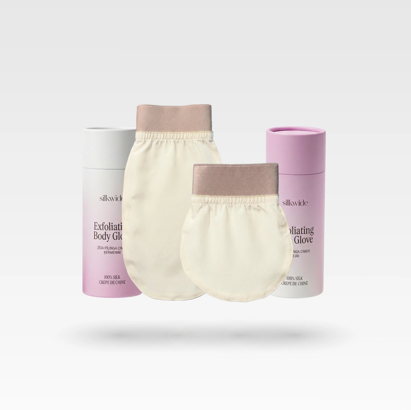 silk exfoliating gloves for body and face peeling