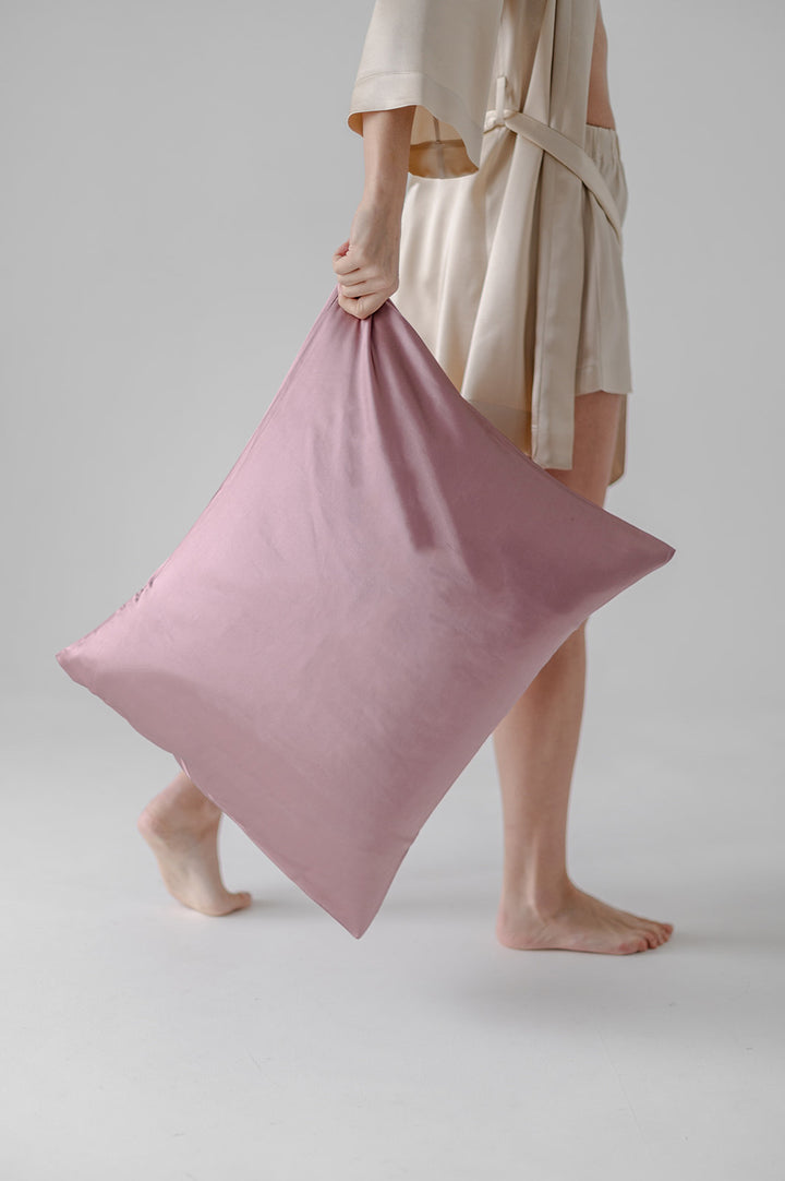 silk pillowcase pale mauve, envelope closing style, 2 size options, natural mulberry silk