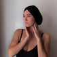 black silk sleep bonnet for women
