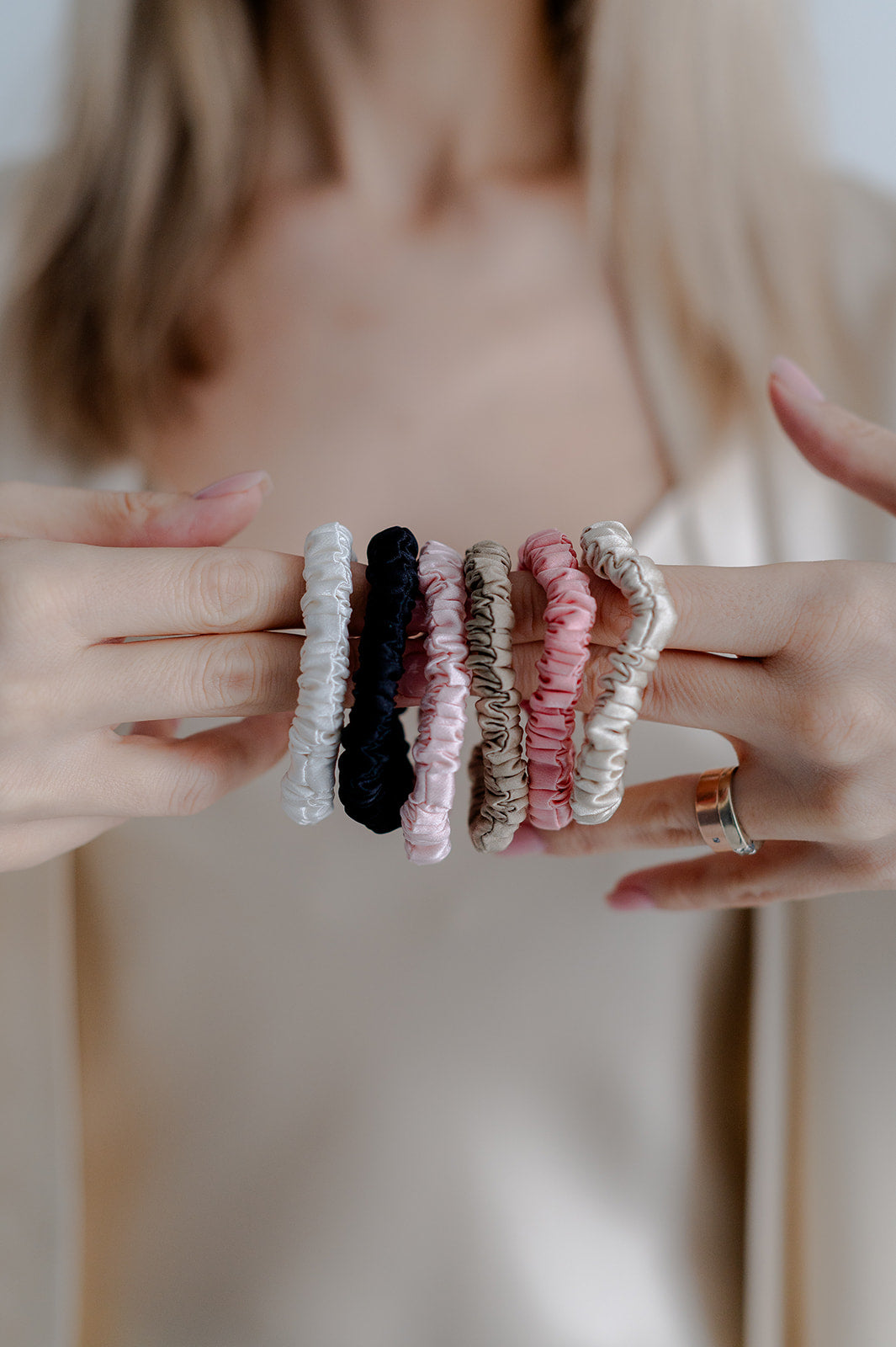 silk scrunchies and silk hair ties