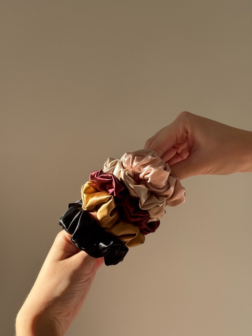 medium size premium silk scrunchies