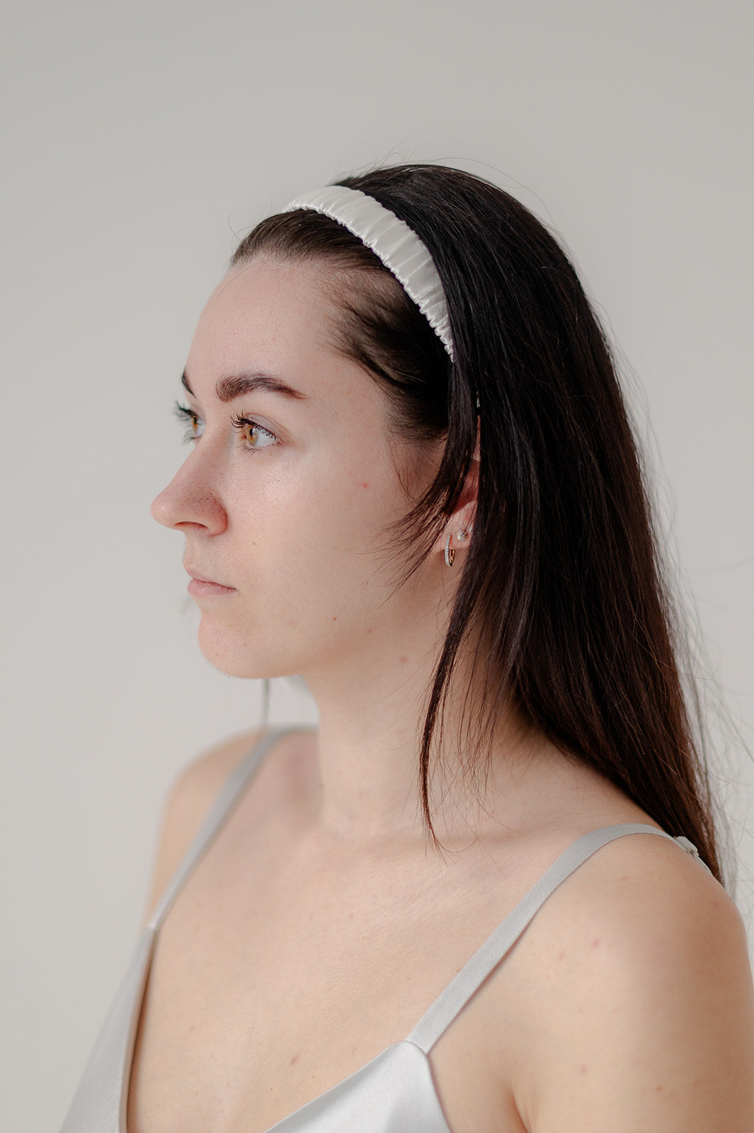 Minimal Natural Silk Headband - Moon Pearl