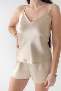 25 Momme Mulberry Silk Shirt - Golden Champagne